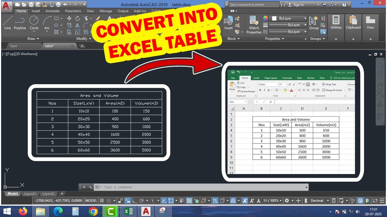 How to Convert AutoCAD Table into Excel Table