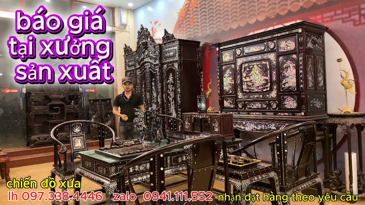 14/2/2026 siêu phẩm tủ gỗ trắc, tủ thờ trắc, tủ quần áo khảm ốc, ghế phòng khách