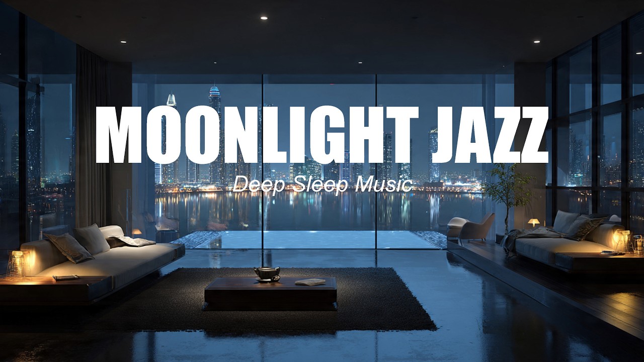 Moonlight Deep Sleep Jazz 🌙 Relaxing Midnight Jazz in Luxury Apartment with City Skyline Night Ambi