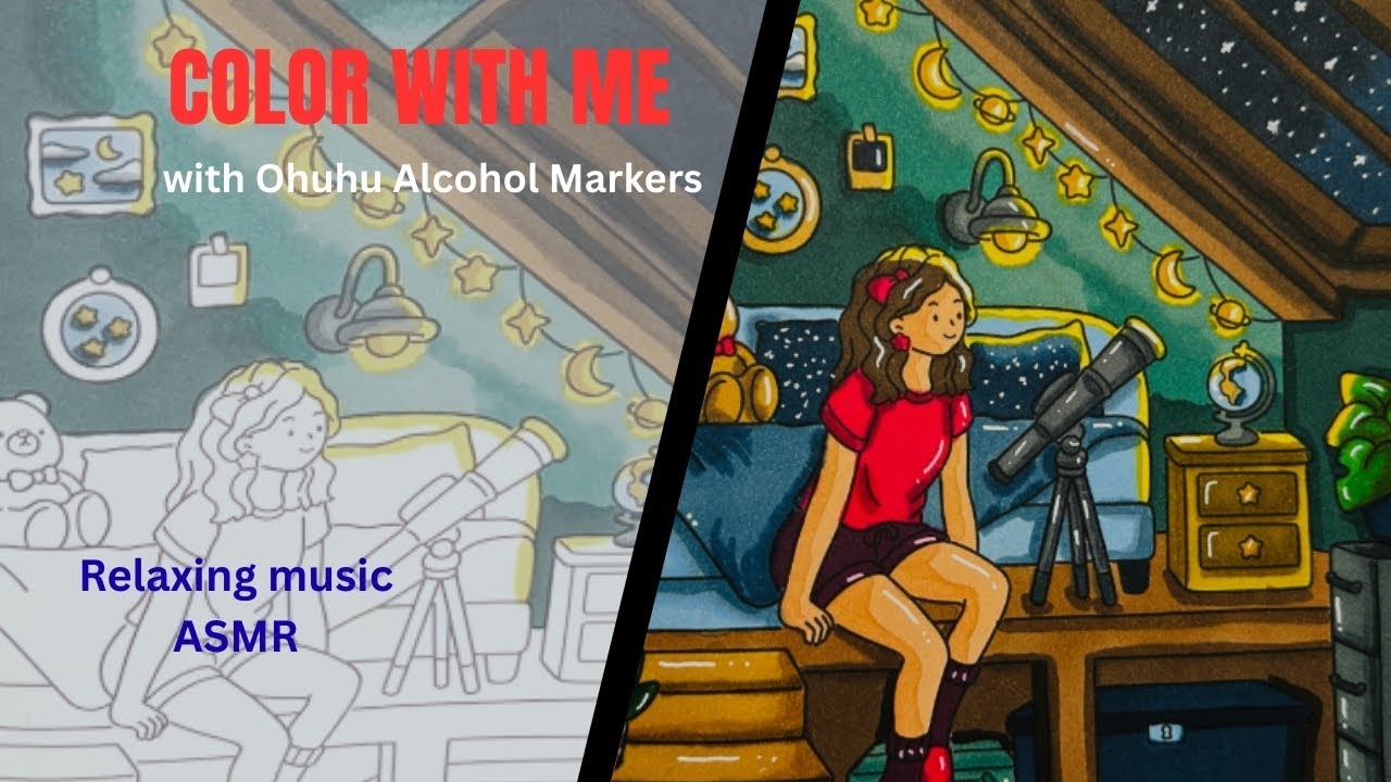 Color With Me | Coco Wyo Girl Moments | Starry Night | Ohuhu Alcohol Markers | ASMR