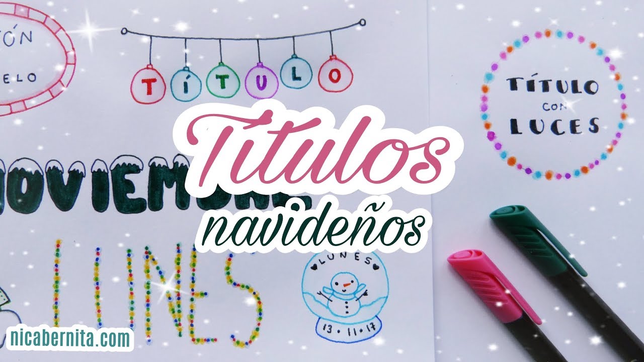 IDEAS PARA DECORAR APUNTES Y CUADERNOS EN NAVIDAD (1): Títulos bonitos, banners y letras navideñas