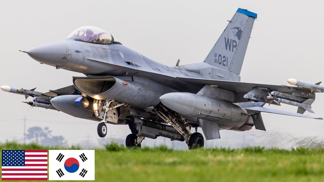 Волчья Cтая, ВВС США. Истребители F-16 на авиабазе в Корее.