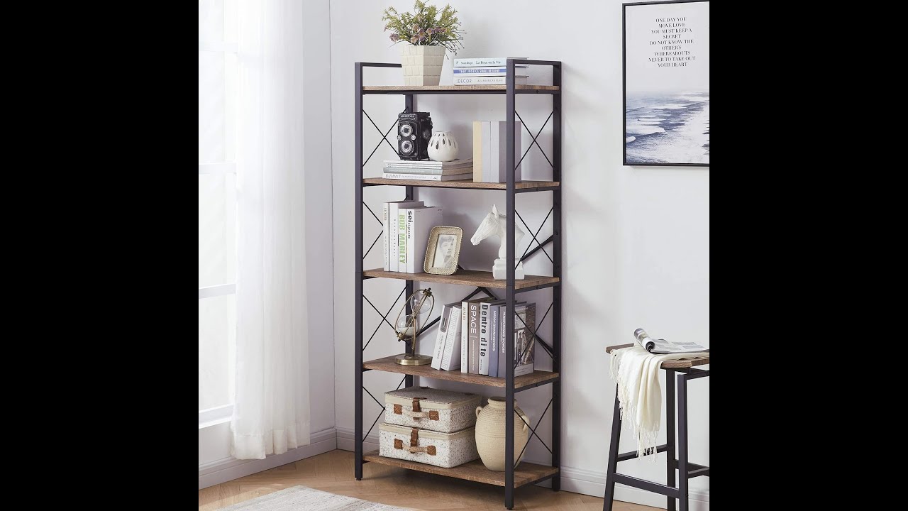 OIAHOMY Industrial Bookshelf，5-Tier Vintage Bookcase and Bookshelves Review