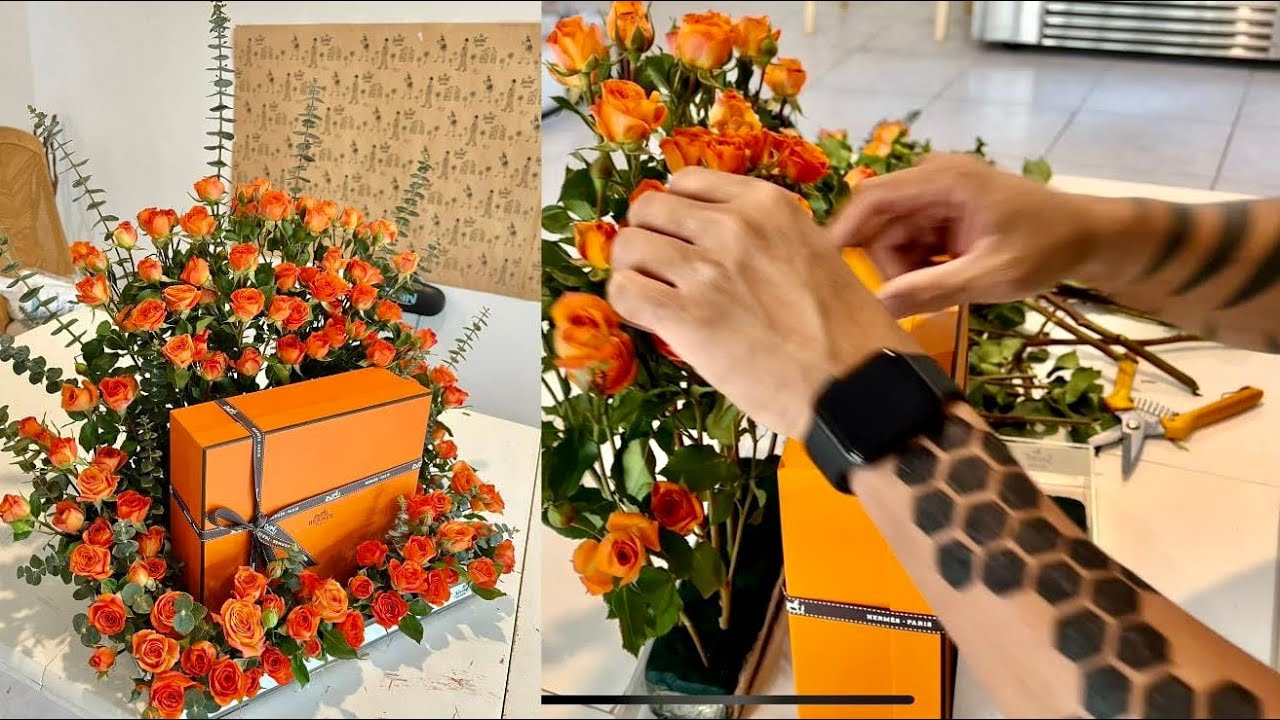 HERMES PARIS Gift 🎁 Flower Arrangement Tutorials #floraldesigner  Vlog