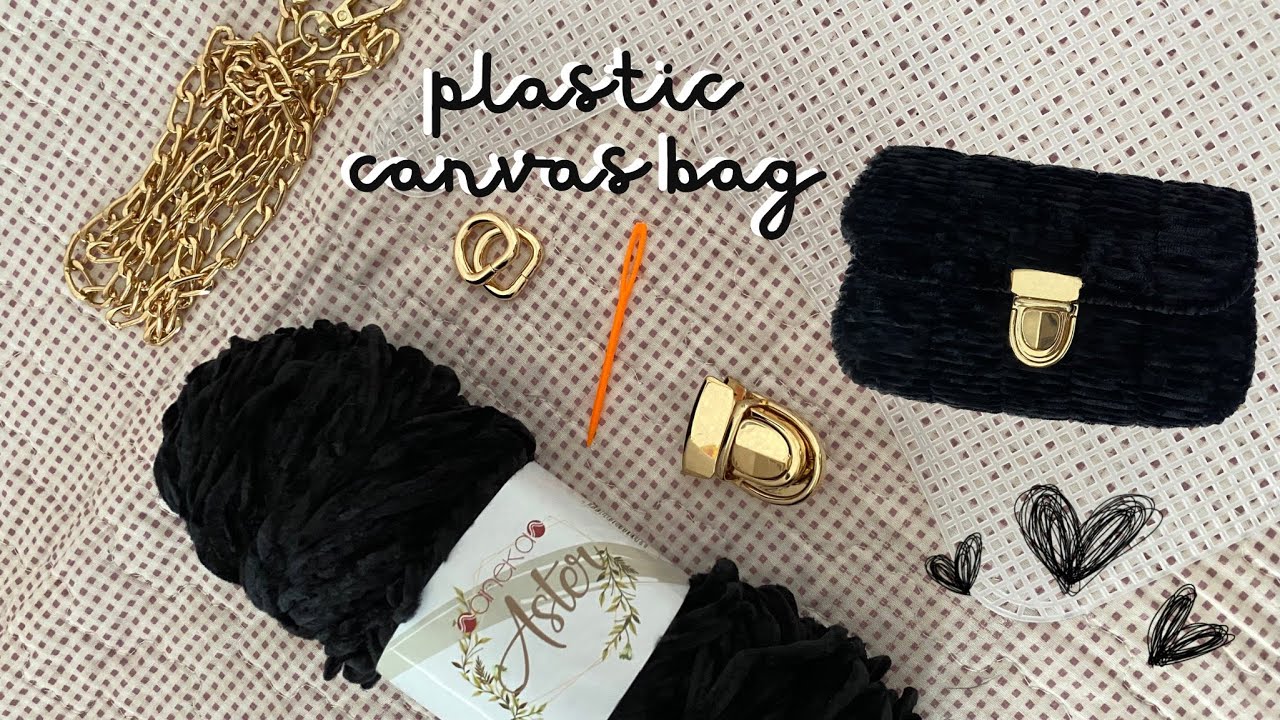 DIY: plastic canvas bag🖤