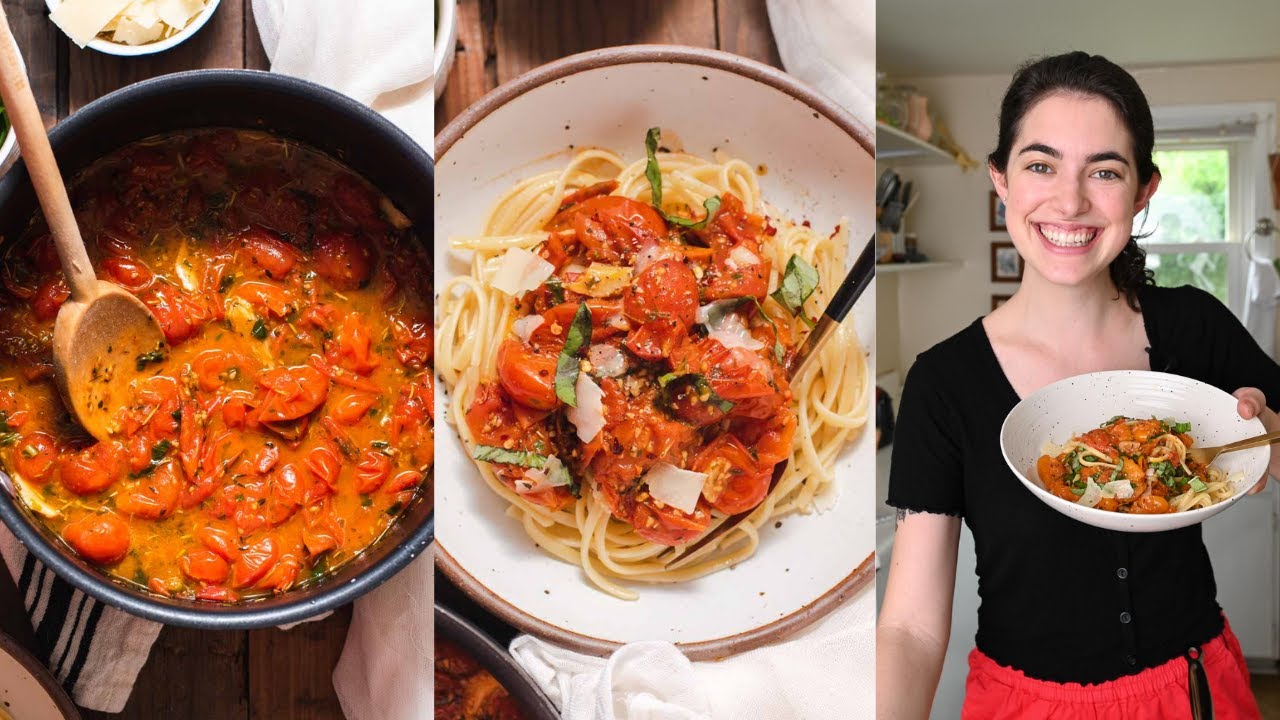 Roasted Cherry Tomato Pasta Sauce | herby & delicious!