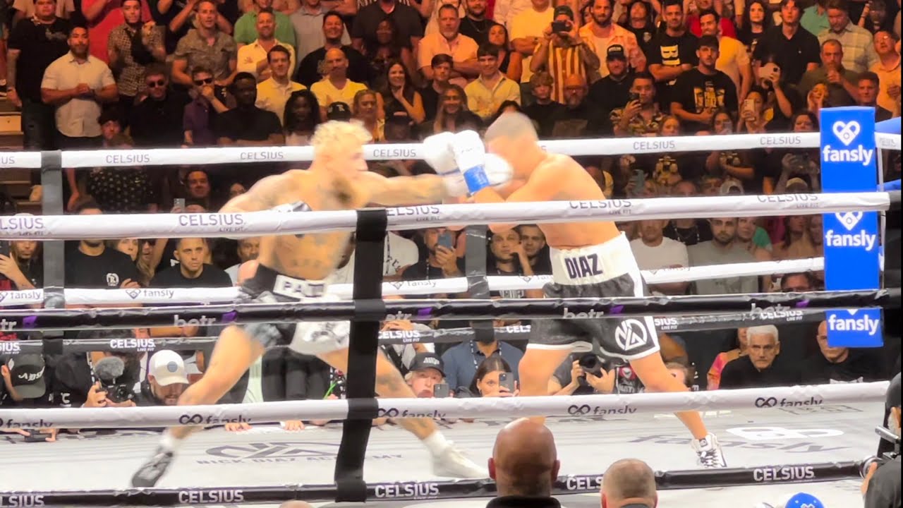 Jake Paul Vs Nate Diaz Fight Highlights #problemchild throwing Blows! 4th Row Dallas AA Center