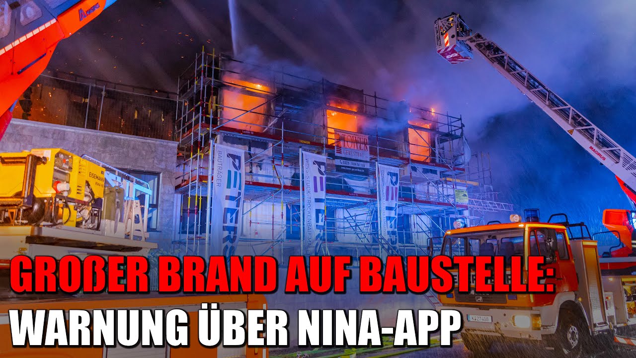 Großer Brand auf Baustelle in Köln-Wahn - Bevölkerung wird über NINA gewarnt | 01.08.2023