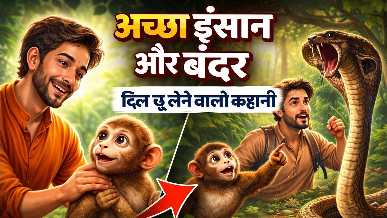 एक इंसान की अच्छाई ... बंदर ने कैसे चुकाया एहसास ! 🐒 | दिल छू लेने वाली कहानी 