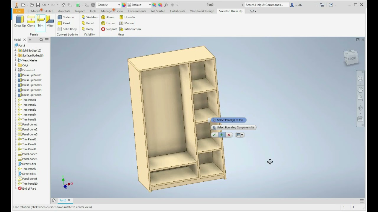 FURNITURE  MODELING- SIMPLE WARDROBE MODELING WITH INVENTOR & WW4I
