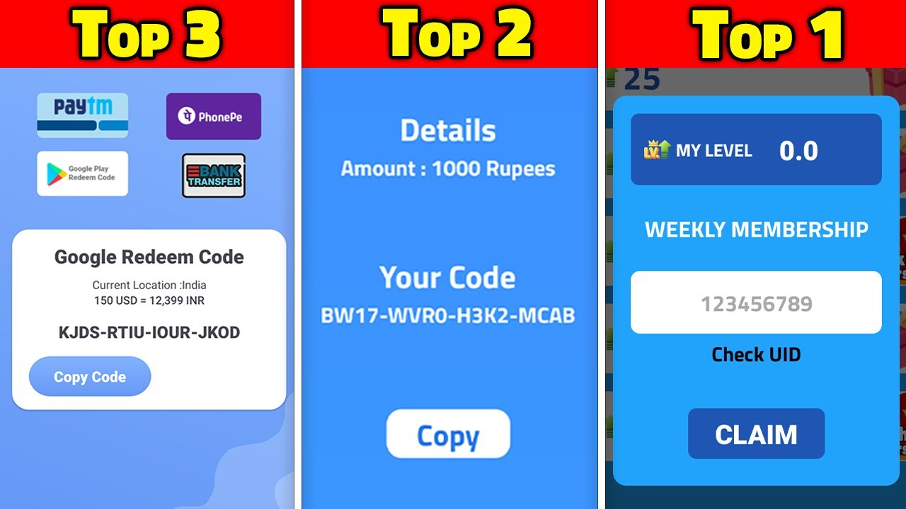 I Got 13,399 + Unlimited Weekly Membership In FreeFire From Top 3 Applications