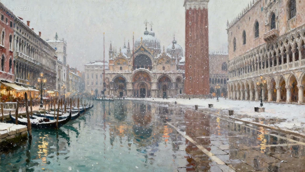 Romantic Northern Italy Winter | Venice · Verona · Padua | Oil Painting Art Screensaver