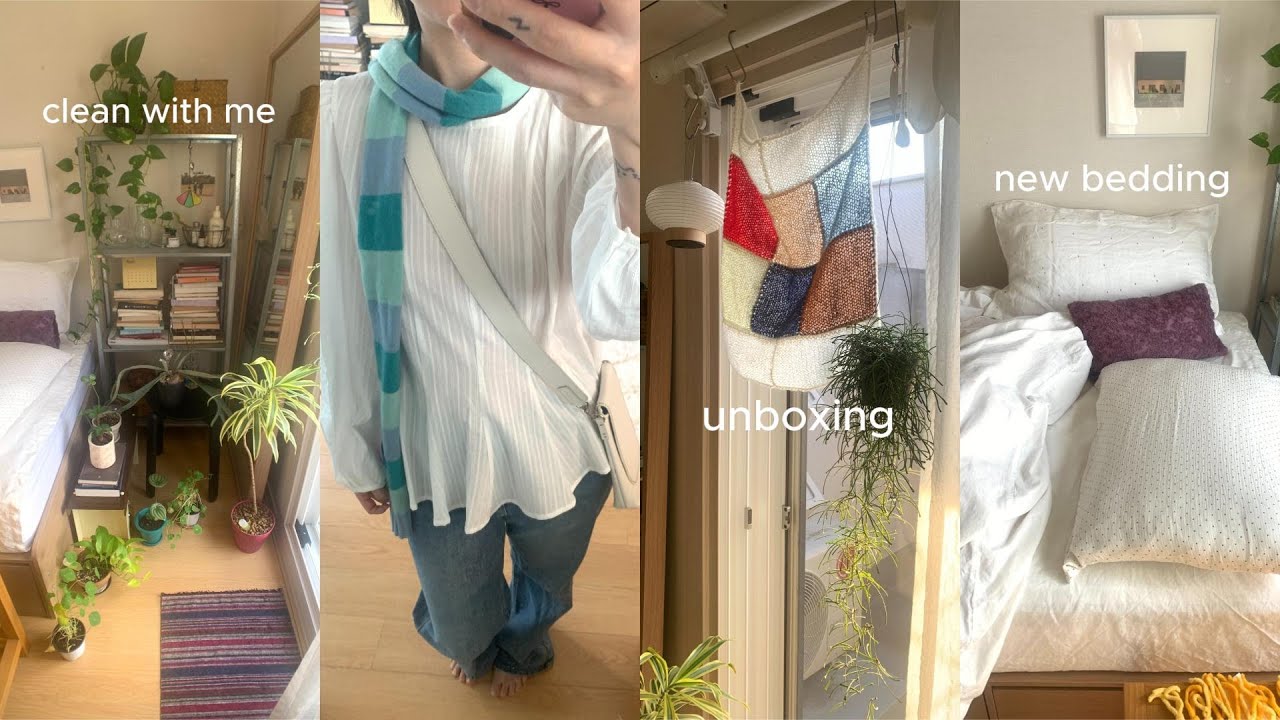 8평 원룸 자취 브이로그..✴︎ 3월의 택배깡 모음 · 대청소 하기 · 침구 바꾸기