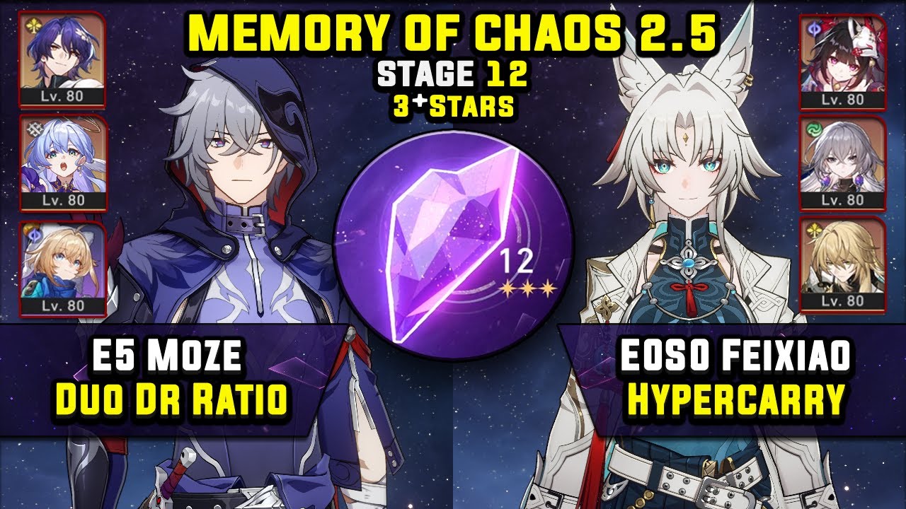 E5 Moze Duo Dr Ratio & E0 Feixiao Hypercarry (3 Stars) Memory Of Chaos 12 Honkai Star Rail 2.5