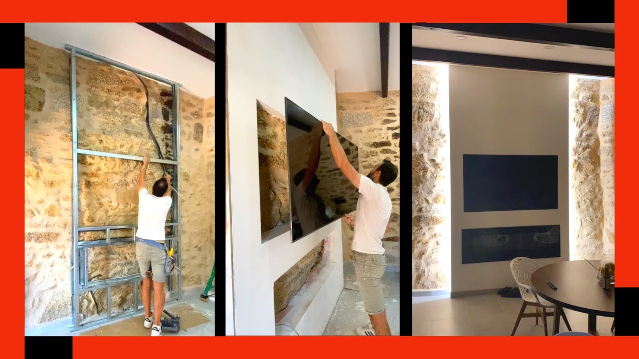 🔥 Pared de TV con Chimenea y Luz Indirecta 🔴 Cómo construirla con Drywall 🤜 Decoración pladur