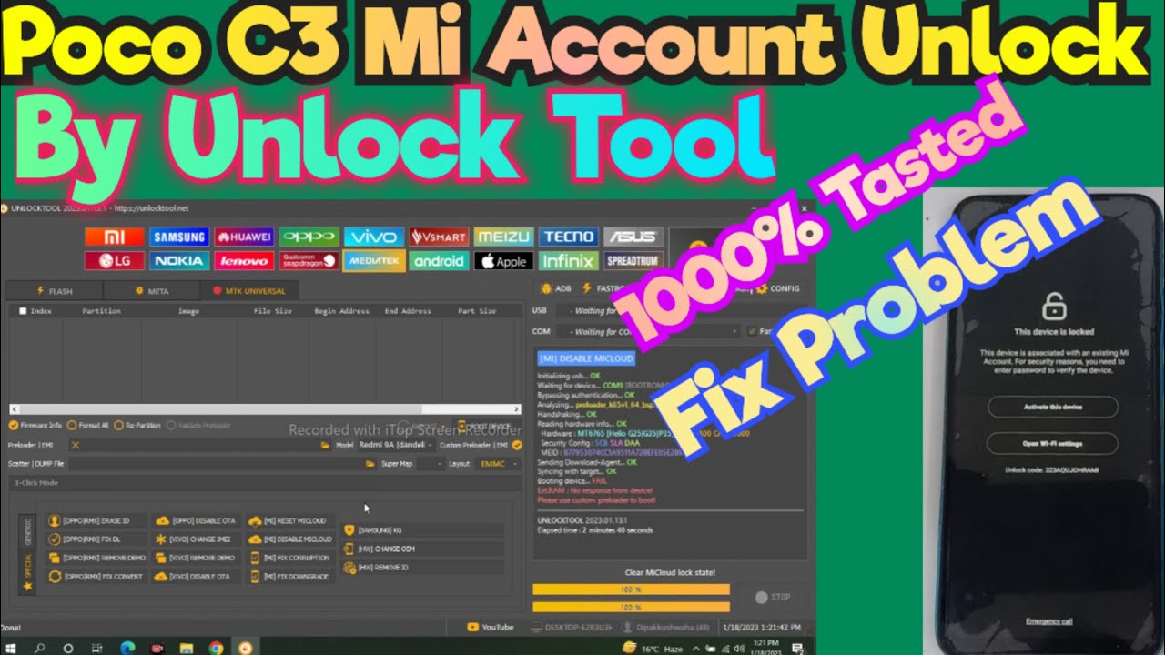 Poco c3 Mi Account Unlock By Unlock Tool | New method 2023 | 1000% Working | New Security Unlock2023