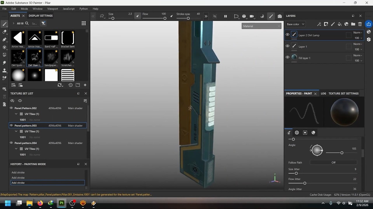 Texturing Pillar Scifi (Timelapse) Using Substance Painter