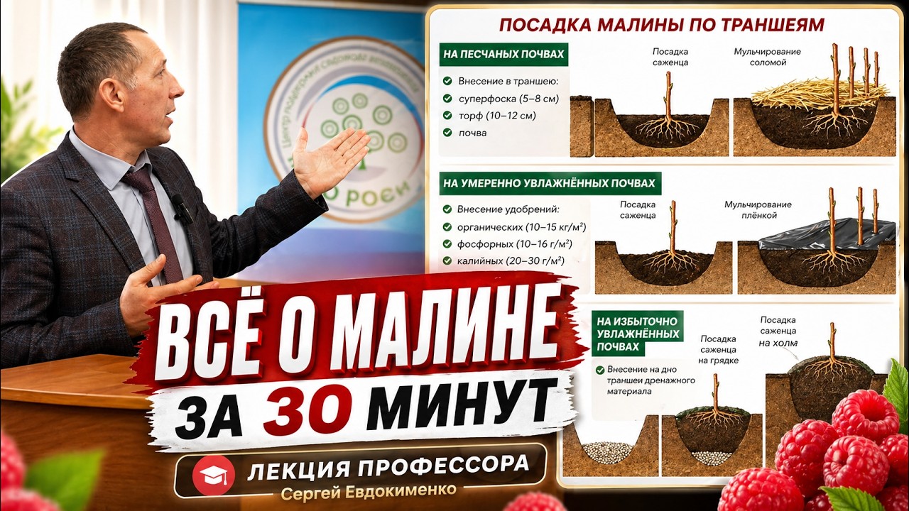 Все о выращивании малины за 30 минут. Лекция Евдокименко Сергей Николаевича