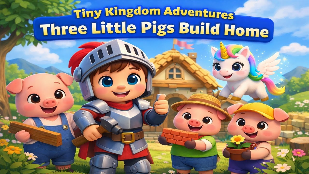 The Three Little Pigs Build Together 🧱 | Teamwork Lesson | Tiny Kingdom Adventures