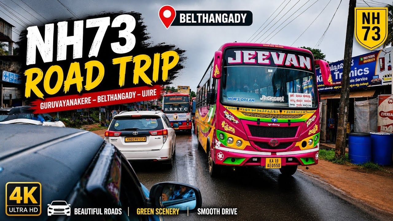 NH 73 Road Trip 🌄 | Guruvayanakere &ndash; Belthangady &ndash; Ujire Scenic Drive 🚗 | 4K Travel Vlog