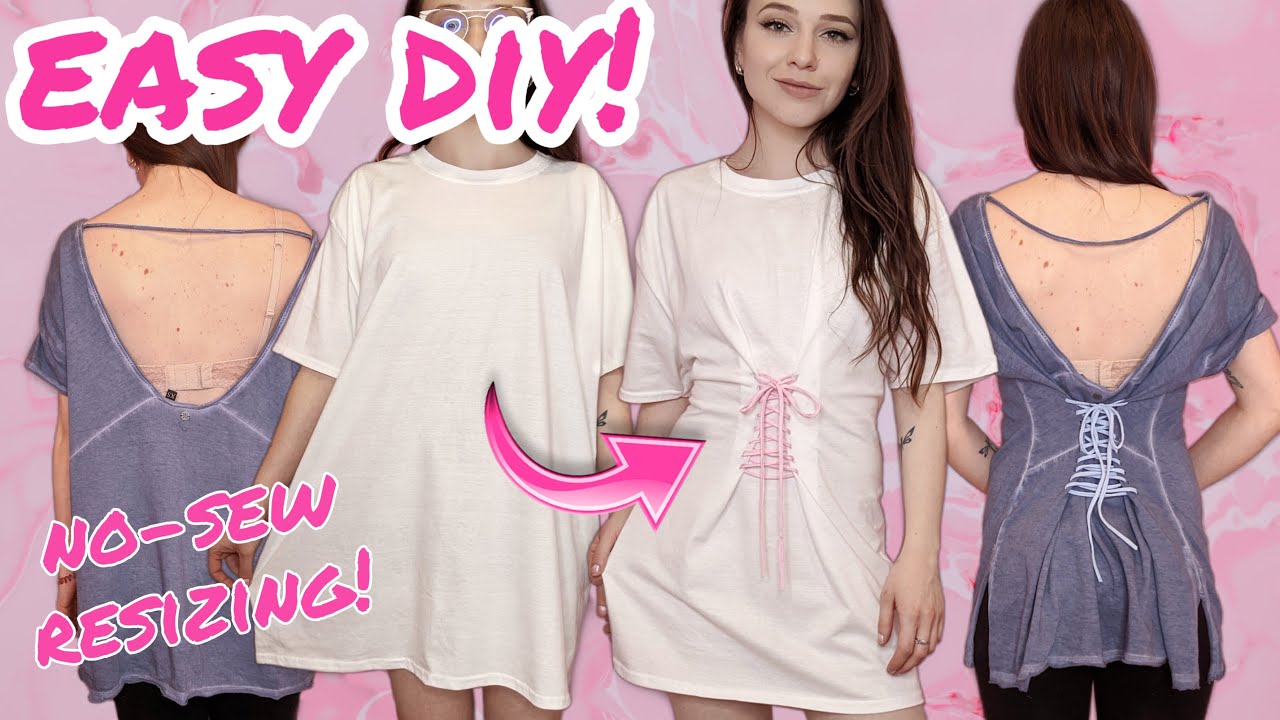 DIY T-Shirt Dress | Corset Dress + Shirt Tutorials | No Sewing! Easy T-Shirt Cutting and Re-sizing