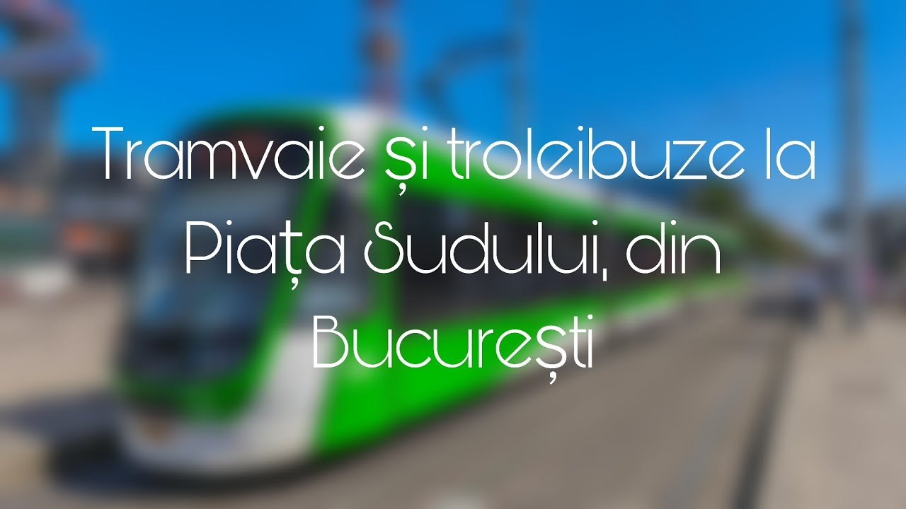 Colaj de tramvaie și troleibuze la Piața Sudului din București.