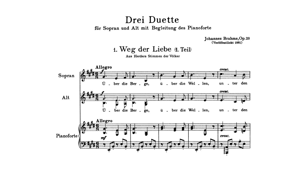 Brahms: 3 Duets, Op. 20 (with Score)