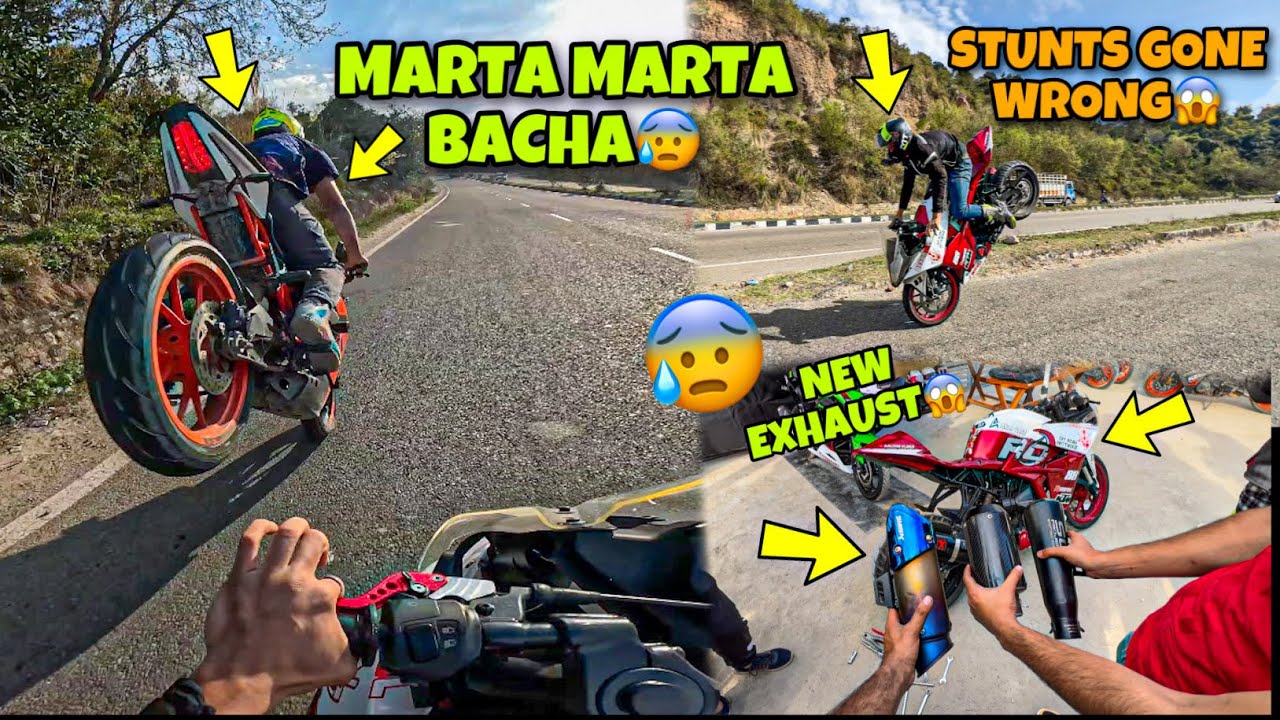 Stuntz Gone WR0ST😰 Stoppie Failed  😱 New EXHAUST FOR KTM RC390😍  Training back workout ❤️ .