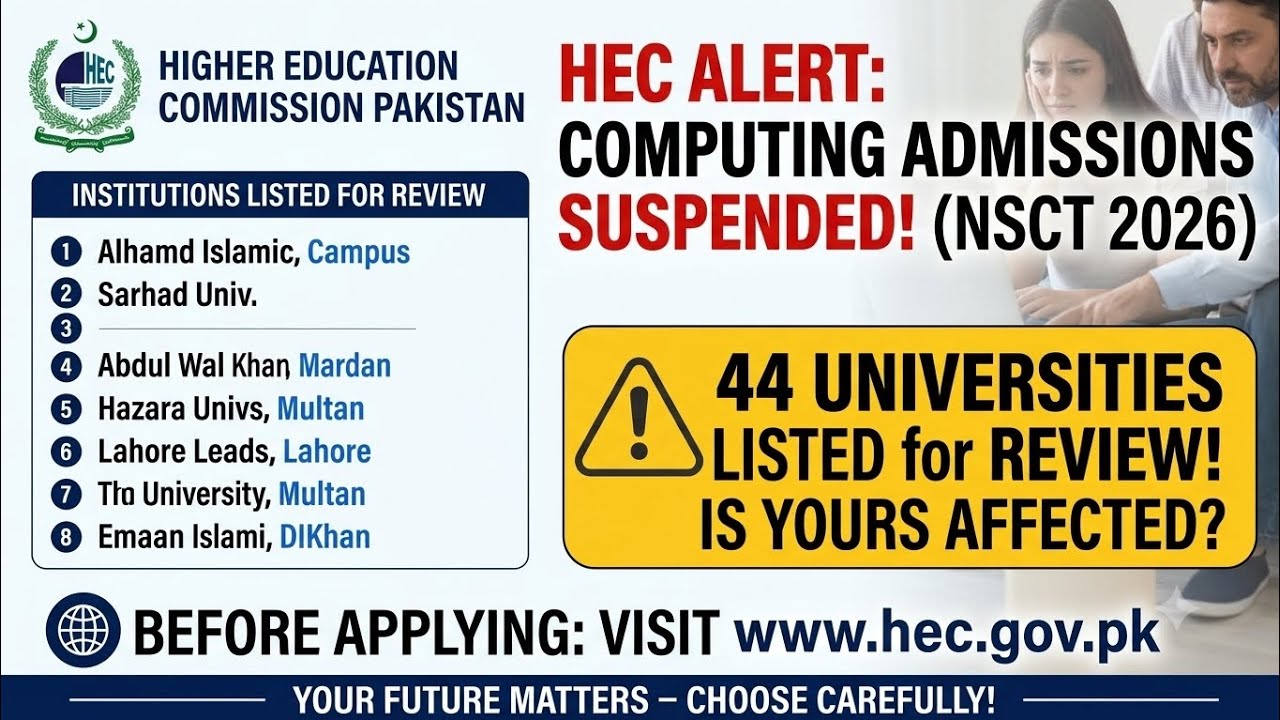 HEC Alert 2026: Computing Admissions Suspended! 44 Universities Under Review 🚨