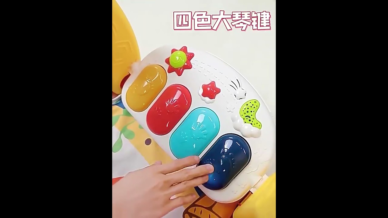 KB035657Infant sitting crawling 2 in 1 push walker music pedal toys baby piano play mat