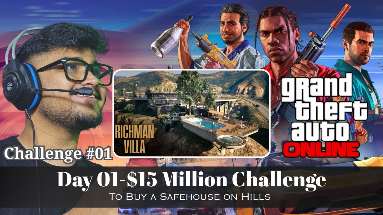 GTA 5 Online Live 🔥 $15M Richman Villa Challenge | Day 1 | Current Revenue: $0