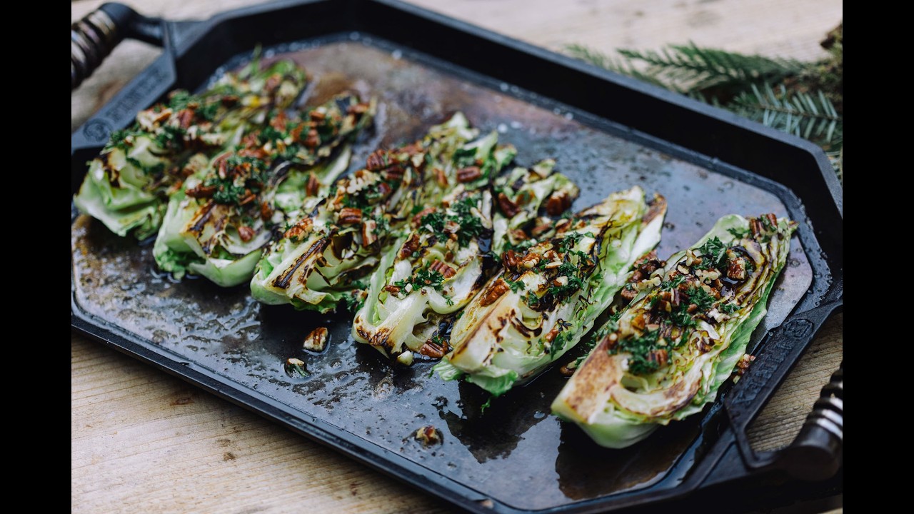 Hispi cabbage with brown butter pecan vinaigrette
