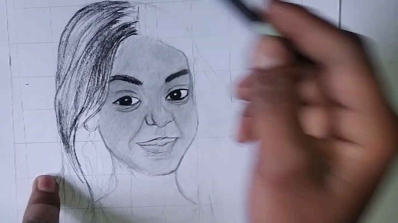 Face sketching drawing grid line mathed 