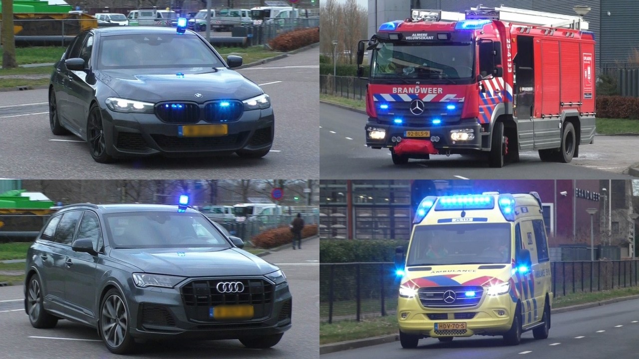 (dagcompilatie/luchthoorn!) Brandweer, Ambulances en DSI met spoed in Almere!
