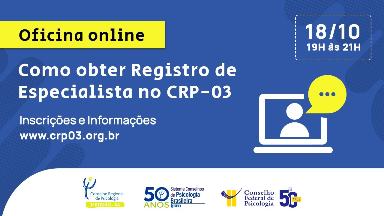 Oficina Online- Como obter registro de especialista no CRP-03