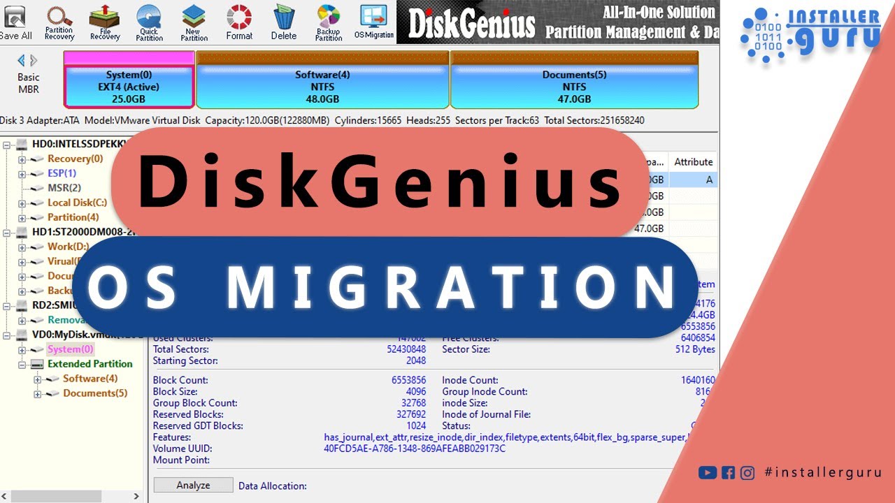 Перенос Windows на новый жёсткий диск без потери данных | Бесплатная утилита Disk Genius #install...