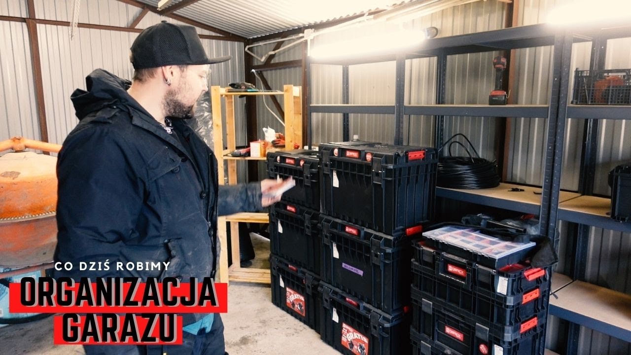 Montaż regałów warsztatowych w naszym blaszanym garażu