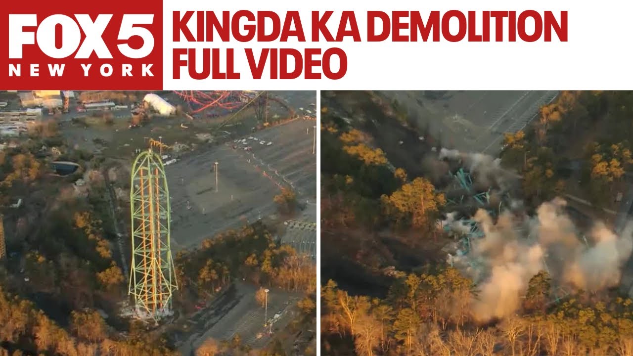 Kingda Ka demolition FULL VIDEO | Six Flags' roller coaster brought down