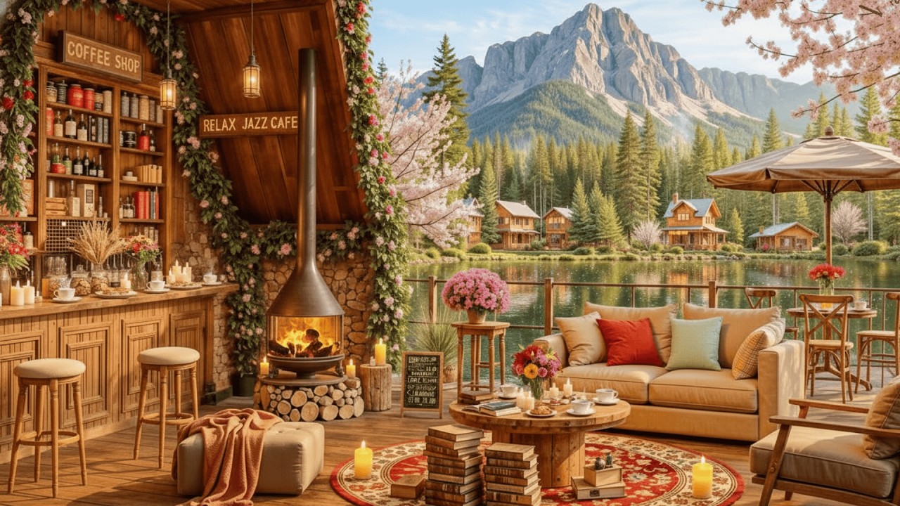 Spring Morning Jazz at the Lakehouse ☕ Relaxing Piano & Coffee Ambience