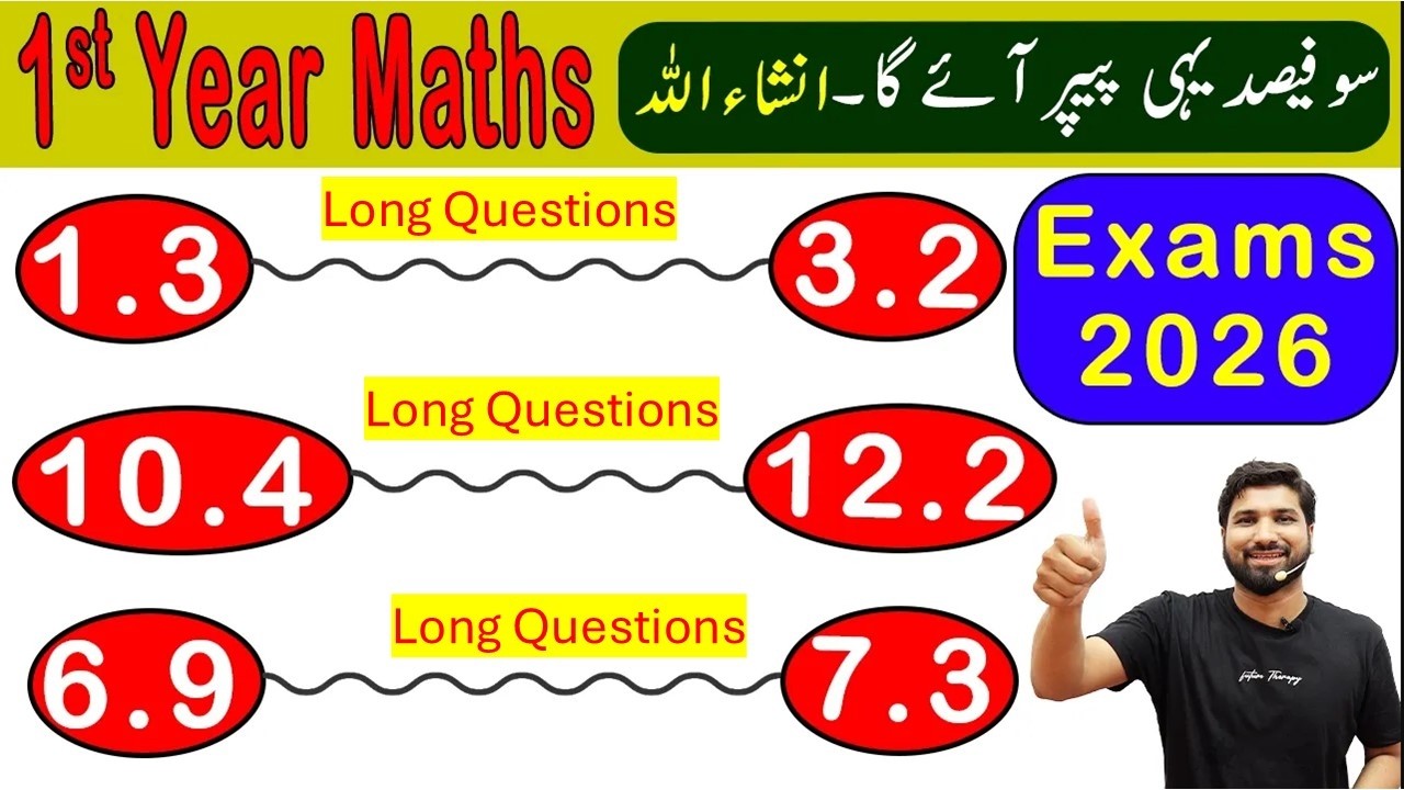 1st Year Maths Guess Paper 2026, 11th Class Maths Guess Paper 2026, Maths Guesspaper 11th 2026