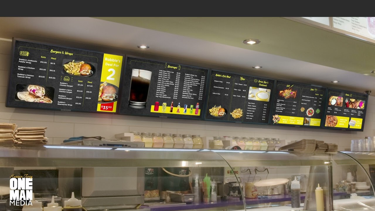 Robbie Resturant Digital Menu Board Animation #digitalmenuboard
