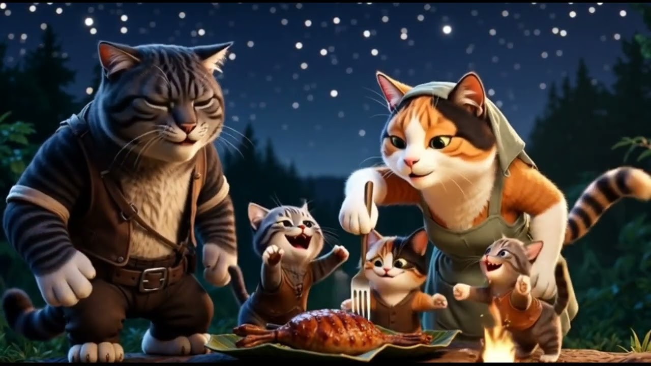 Brave Dad Cat Hunts in the Woods to Feed His Family 🐱🌲❤️ #catvideo #cat 