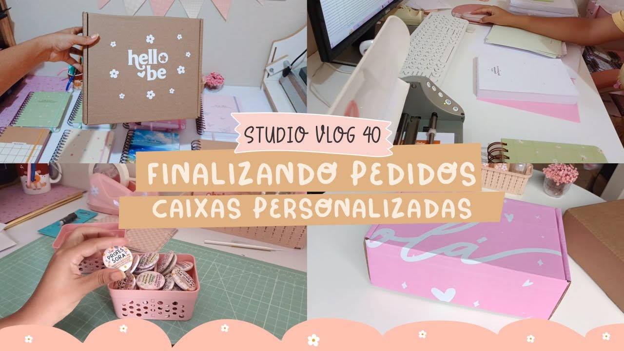 studio vlog #40🌻✨ Finalizando pedidos l Personalizando caixas de envio correios l Perrengues