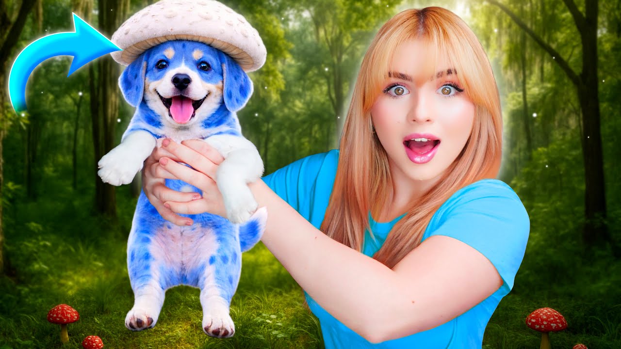 🔵 ADOPTE al PERRO PITUFO y me TRAJO un MENSAJE del GATO PITUFO!! 😱🐶🍄