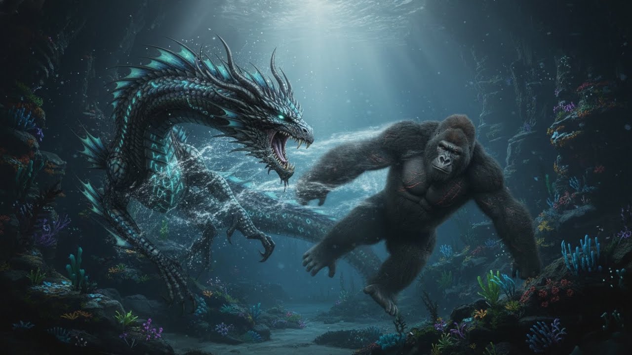 King Kong vs Water Dragon | Deadly Waterfall Battle | Epic Monster Fight