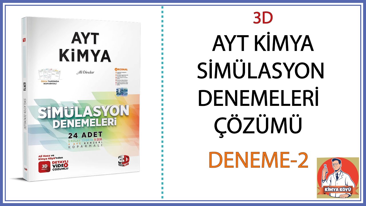 3D YAYINLARI AYT KİMYA BRANŞ DENEMESİ ÇÖZÜMÜ (2.DENEME) |2024
