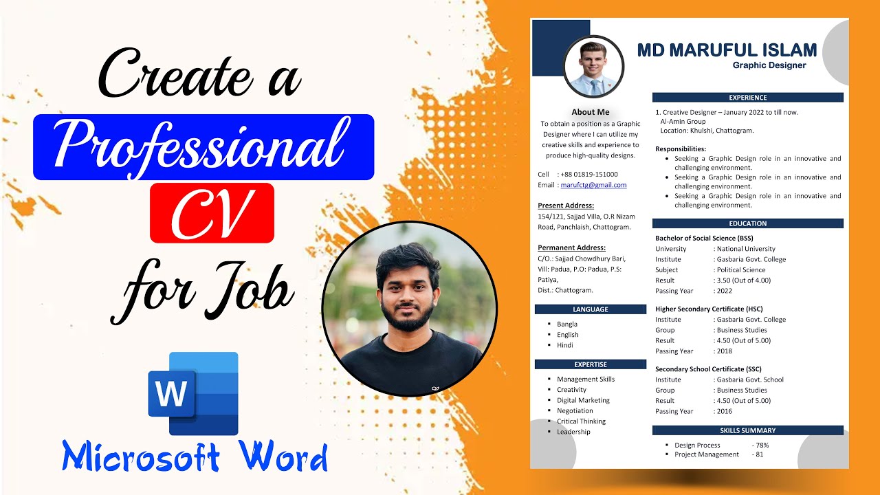 Create a Professional CV/ Resume for Job in Microsoft Word | Update CV