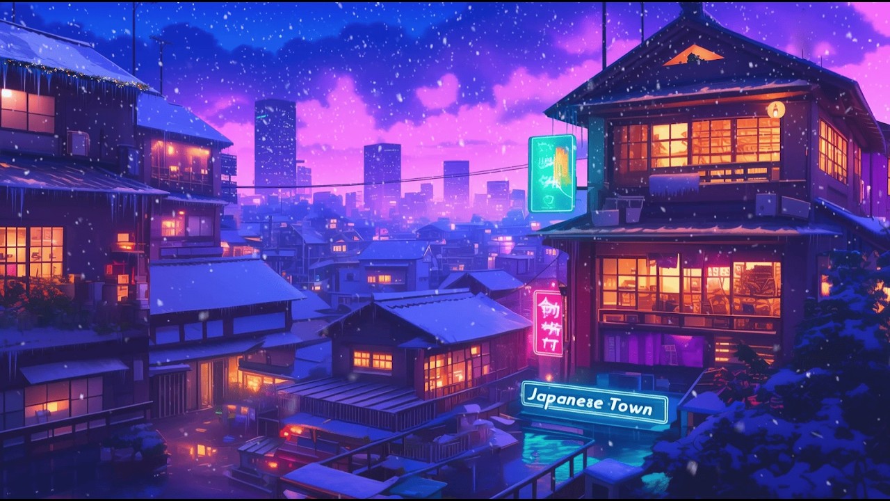 Quiet Snow ❄️ Snow Lofi Hip Hop Beats for Study Nights | 80’s & 1990 | The Japanese Town