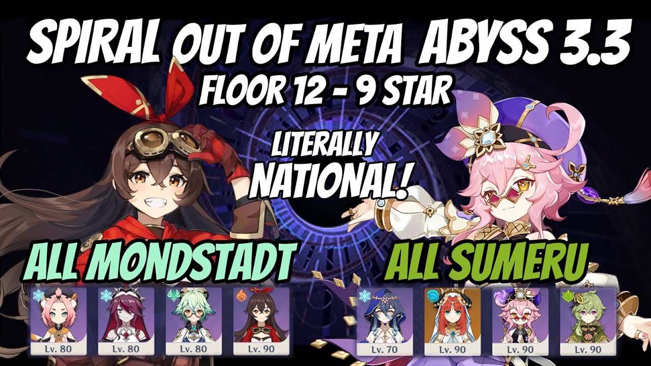 Spiral Abyss 3.3 - Bunny Amber All Mondstadt / Hyperbloom Dori All Sumeru - Floor 12 9-star Run