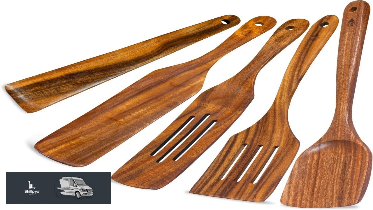Vorisebo 5 PCS Wooden Spatula for Cooking Natural Teak Wooden Utensil Set